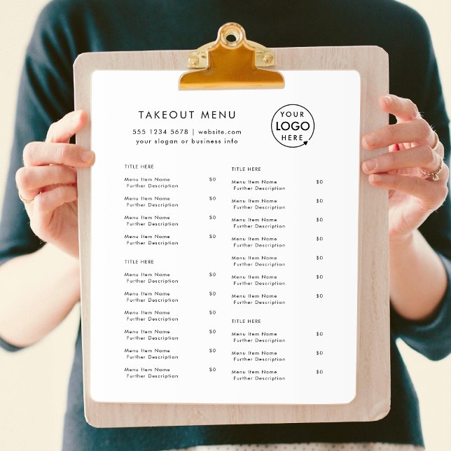 Prospectus 21,6 Cm X 24,94 Cm Restaurant Takeout | Menu de restauration de logo  (Créateur téléchargé)