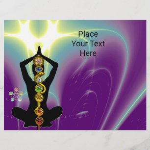Prospectus 21,6 Cm X 24,94 Cm ROD OF ASCLEPIUS,7 CHAKRAS YOGA LOTUS POSE Purple