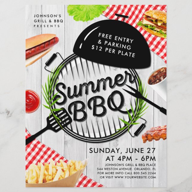 Prospectus 21,6 Cm X 24,94 Cm Rustic Summer BBQ Grill Annonce Événement Circulai (Devant)
