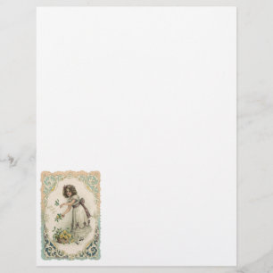 Prospectus 21,6 Cm X 24,94 Cm Saint-Valentin victorien vintage, Fille aux roses