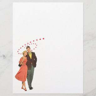 Prospectus 21,6 Cm X 24,94 Cm Saint-Valentin vintage, cœurs flottants romantique