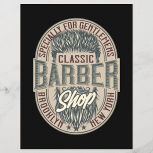 Prospectus 21,6 Cm X 24,94 Cm Salon de coiffure élégant vintage Logo rétro