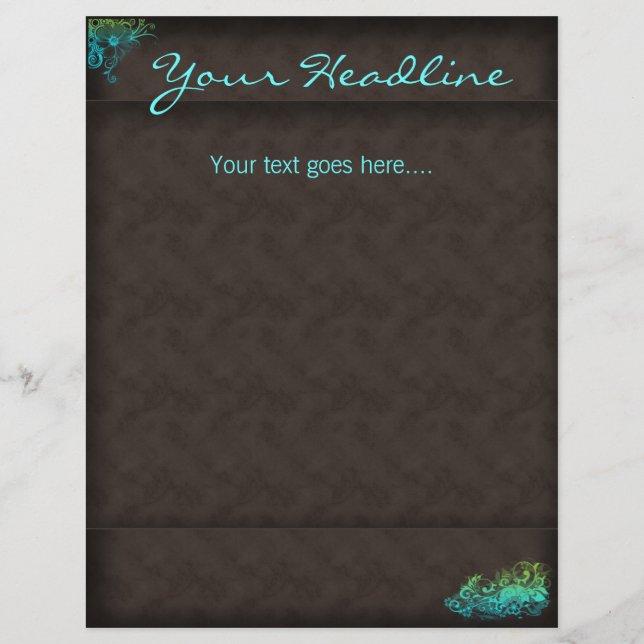 Prospectus 21,6 Cm X 24,94 Cm Salon spa Floral Flyer Turquoise Vert bleu (Devant)