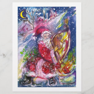 PROSPECTUS 21,6 CM X 24,94 CM SANTA CLAUS JOUANT À LA HARPE EN LUMIÈRE DE LA LUN