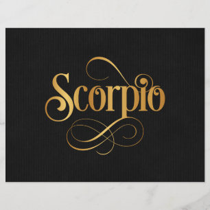 Prospectus 21,6 Cm X 24,94 Cm Scorpion or tourbillonnant Script Zodiac sur noir