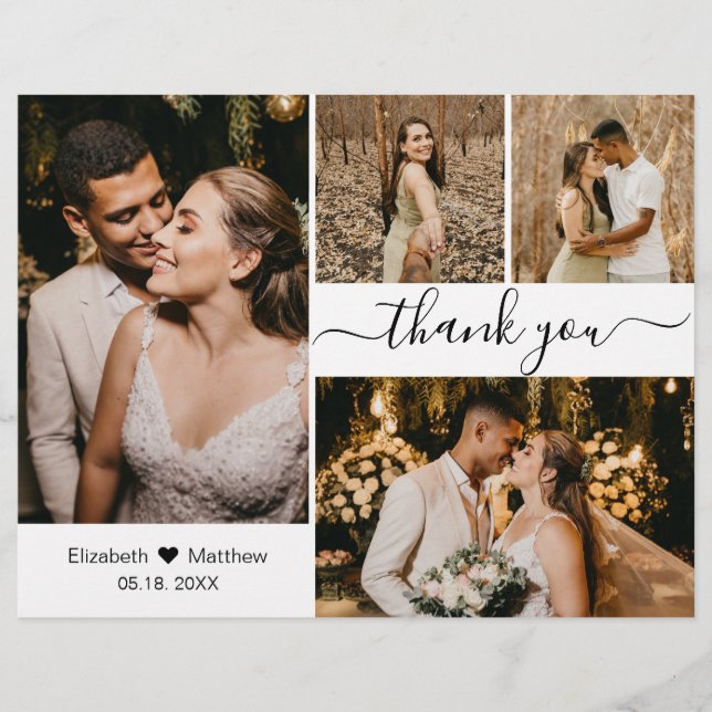 Prospectus 21,6 Cm X 24,94 Cm Script de Merci du Mariage de Collage de photos Bu (Devant)