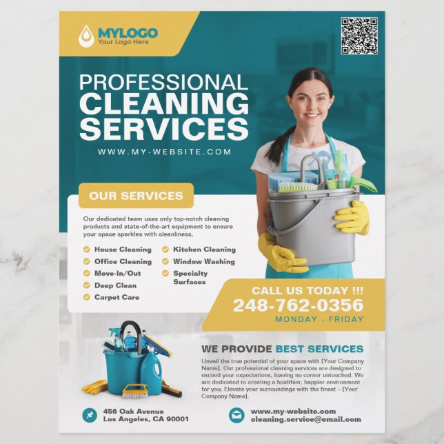 Prospectus 21,6 Cm X 24,94 Cm Service de nettoyage professionnel (Devant)