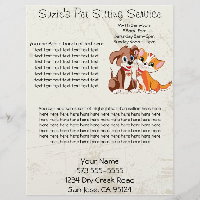 Prospectus 21,6 Cm X 24,94 Cm Service de pose pour animaux de compagnie Flyer pr (Devant)