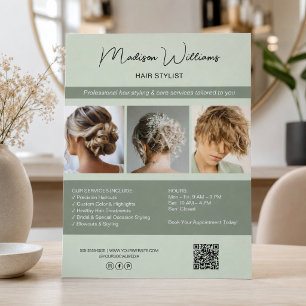 Prospectus 21,6 Cm X 24,94 Cm Services de coiffure de salon moderne QR Vert saug