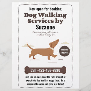 Prospectus 21,6 Cm X 24,94 Cm Services de marche de chiens par Suzanne Dachshund
