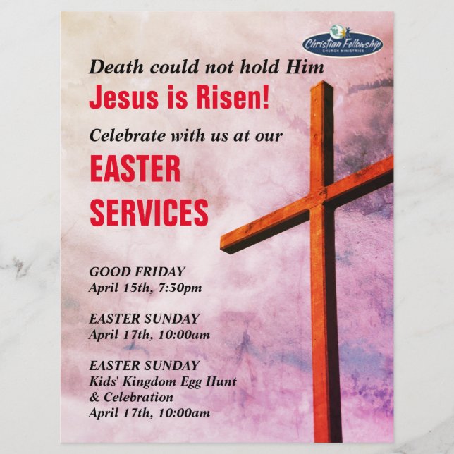 Prospectus 21,6 Cm X 24,94 Cm SERVICES D'ÉGLISE DE PÂQUES | Jésus est ressuscité (Devant)