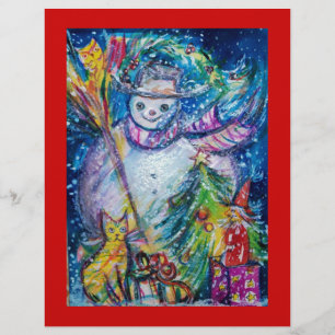 Prospectus 21,6 Cm X 24,94 Cm SNOWMAN WITH TOYS, white blue yellow
