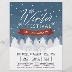 Prospectus 21,6 Cm X 24,94 Cm Snowy Blue Winter Festival Trees & Deer Event