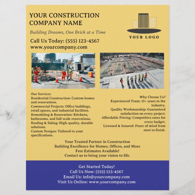 Prospectus 21,6 Cm X 24,94 Cm Société de construction personnalisée (Devant)