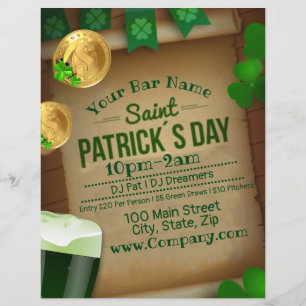 Prospectus 21,6 Cm X 24,94 Cm St Patrick’s Day Bar Event Party Flyer
