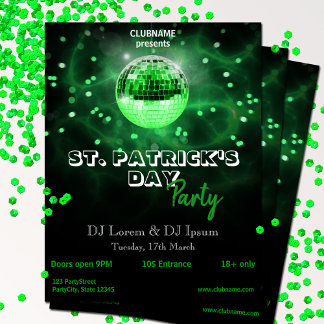Prospectus 21,6 Cm X 24,94 Cm St. Patrick's Day Green Disco Ball Party Flyer