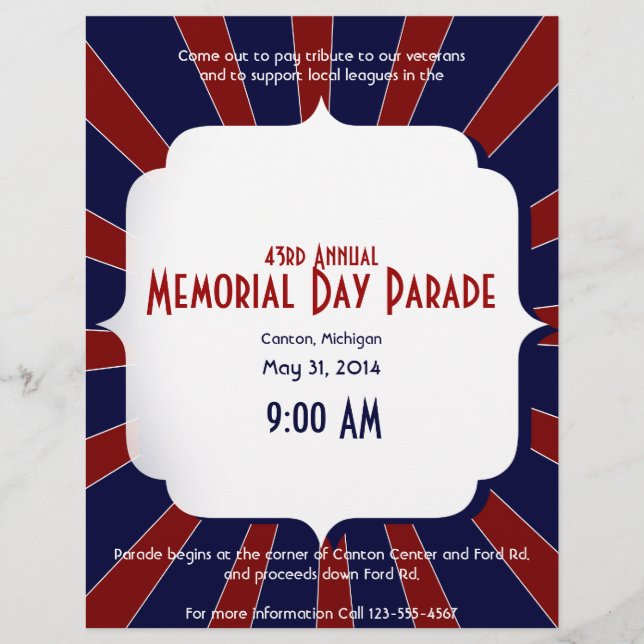 Prospectus 21,6 Cm X 24,94 Cm Starburst patriotique en rouge blanc et bleu (Devant)