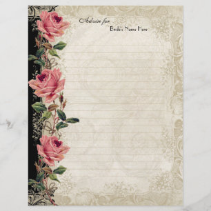 Prospectus 21,6 Cm X 24,94 Cm Style baroque Vintage Rose noir n crème dentelle