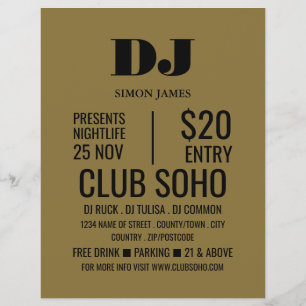 Prospectus 21,6 Cm X 24,94 Cm Stylish DJ, Club Event Publicité Circulaire