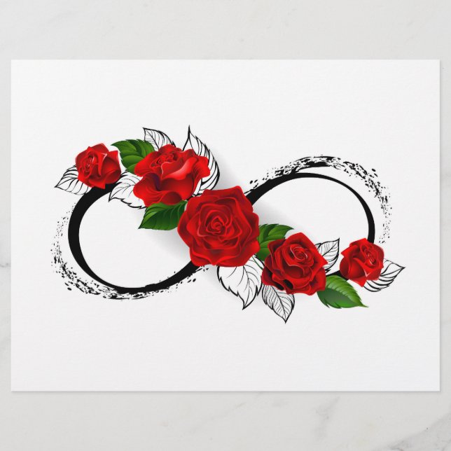 Prospectus 21,6 Cm X 24,94 Cm Symbole de l'infini avec des roses rouges (Devant)