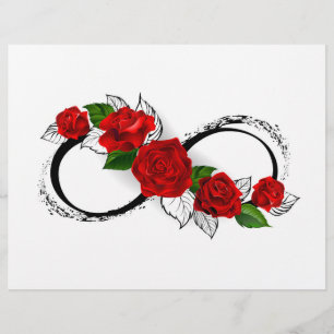 Prospectus 21,6 Cm X 24,94 Cm Symbole d'infini avec les roses rouges