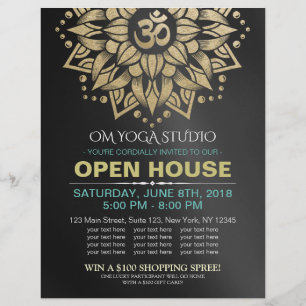 Prospectus 21,6 Cm X 24,94 Cm SYMBOLE YOGA Studio Open House Gold Mandala Om