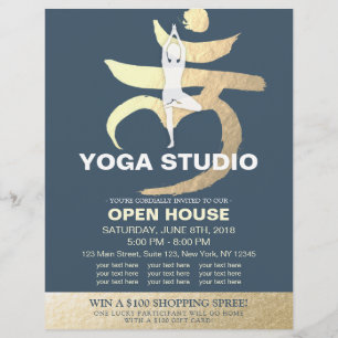 Prospectus 21,6 Cm X 24,94 Cm SYMBOLE YOGA Studio Open House Méditation racine C