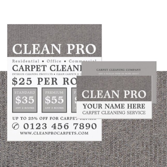 Prospectus 21,6 Cm X 24,94 Cm Tapis Gris, Nettoyeurs De Tapis, Service De Nettoy (Créateur téléchargé)