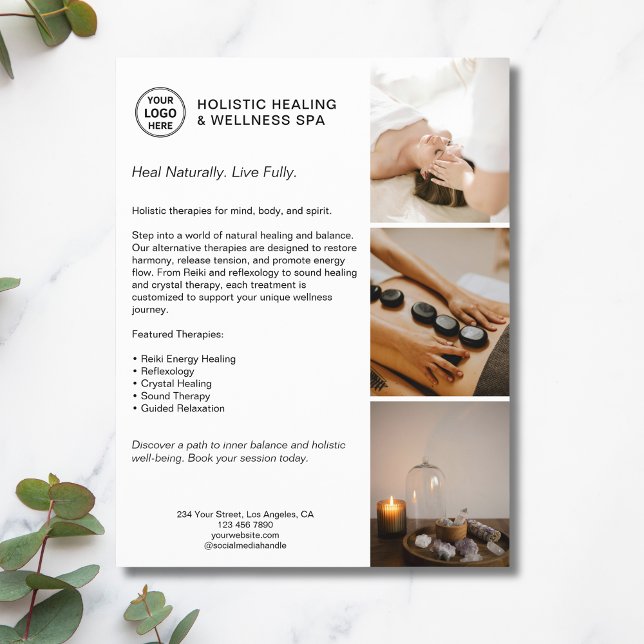 Prospectus 21,6 Cm X 24,94 Cm Thérapeute holistique de la santé Promotion des af (Holistic Health Therapist Promotional Business Flyer)
