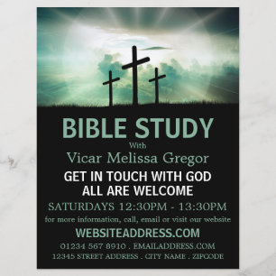 Prospectus 21,6 Cm X 24,94 Cm Three Crosses, Christian Bible Class Advertising