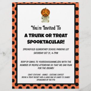 Prospectus 21,6 Cm X 24,94 Cm Trunk ou traiter l'invitation de partie pointillée