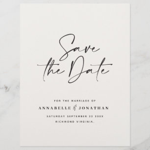 Prospectus 21,6 Cm X 24,94 Cm Typographie manuscrite moderne budget mariage