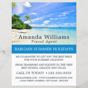 Prospectus 21,6 Cm X 24,94 Cm Vacances Tropicales, Agent de Voyage Advert Flyer