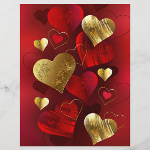 Prospectus 21,6 Cm X 24,94 Cm Valentines dorées et rouges