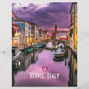 Prospectus 21,6 Cm X 24,94 Cm Venise, Italie Canal Pittoresque & Architecture Vé