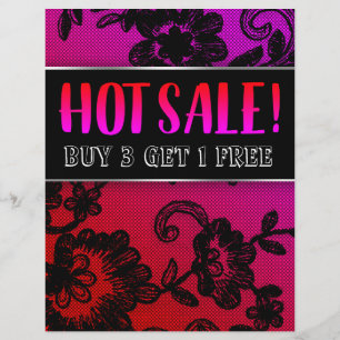 Prospectus 21,6 Cm X 24,94 Cm Vente CHAUD Feu Rouge Rose Black Lace Flyer
