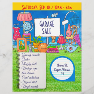 Prospectus 21,6 Cm X 24,94 Cm Vente de garage personnalisable, invitation de ven
