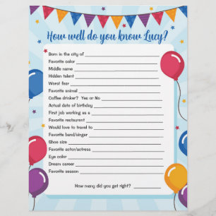 Prospectus 21,6 Cm X 24,94 Cm Vous Savez... ? Activité de jeu d'anniversaire