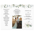 Watercolor Green Gold Trifold Wedding Programme