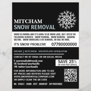 Prospectus 21,6 Cm X 24,94 Cm White Snowflake, Snow Removal Company Publicité