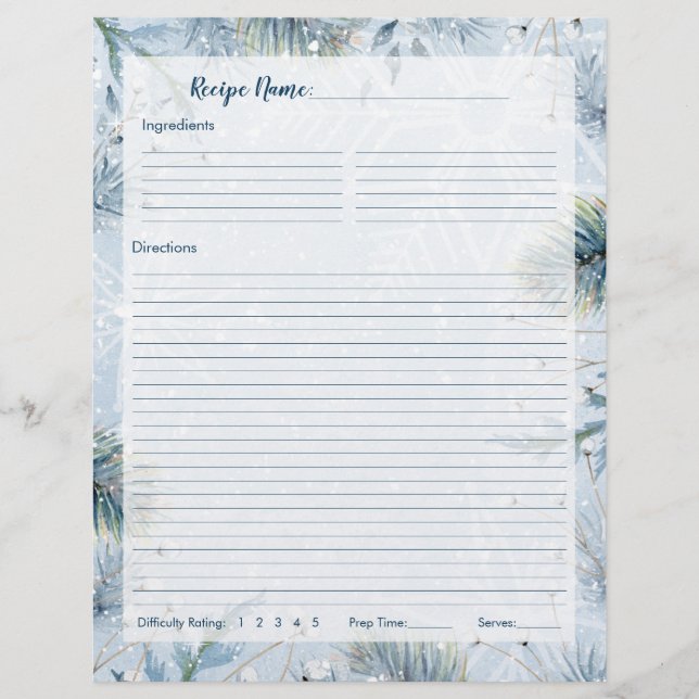 Prospectus 21,6 Cm X 24,94 Cm Winter Wonderland Recette de Noël Classeur Inserti (Devant)