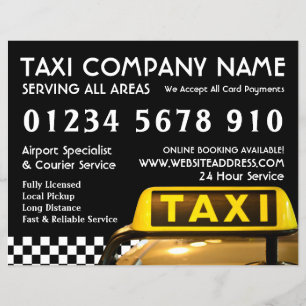 Prospectus 21,6 Cm X 24,94 Cm Yellow Taxi Cab Sign with Price List Advertising