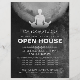 Prospectus 21,6 Cm X 24,94 Cm Yoga Instructeur B&W Méditation Pose ZEN Open Hous