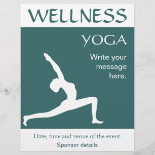 Prospectus 21,6 Cm X 24,94 Cm Yoga Pot Blanc Silhouette Aqua Blue Turquoise Flye