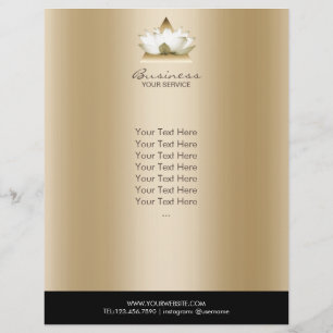 Prospectus 21,6 Cm X 24,94 Cm Yoga Studio Modern Lotus Logo Gold Spa Brochure