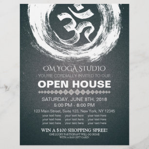 Prospectus 21,6 Cm X 24,94 Cm YOGA Studio Open House Calligraphy OM & ZEN Symbol