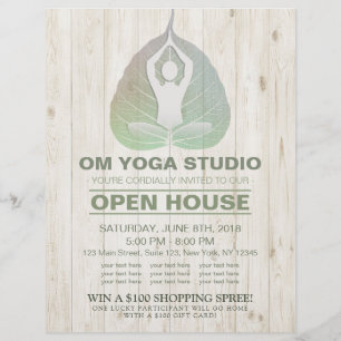 Prospectus 21,6 Cm X 24,94 Cm YOGA Studio Open House Méditation Pose Bodhi Leaf