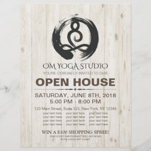 Prospectus 21,6 Cm X 24,94 Cm YOGA Studio Open House Méditation Pose Zen Symbole