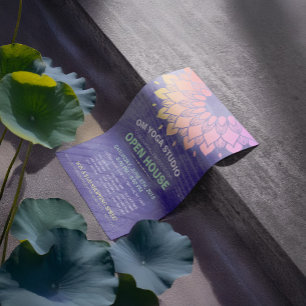 Prospectus 21,6 Cm X 24,94 Cm YOGA Studio Porte Ouverte Mandala de Feuille Dorée