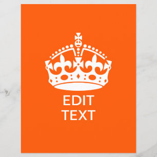 Prospectus 21,6 Cm X 24,94 Cm Your Text on Keep Calm Crown Orange